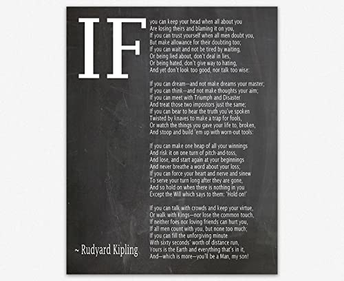 IF Poem Art Print IF Poem by Rudyard Kipling Art Print IF Poster If Poem Poster If Poem Print If Poem Wall Art If you can If by Kipling Poem (Chalkboard Black, 20cm x 25cm) von WallBUddy