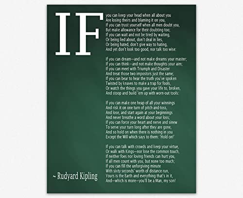 IF Poem Art Print IF Poem by Rudyard Kipling Art Print IF Poster If Poem Poster If Poem Print If Poem Wall Art If you can If by Kipling Poem (Chalkboard Green, 28cm x 36cm) von WallBUddy