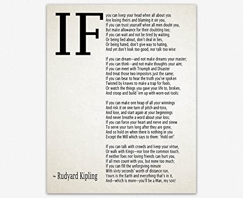 IF Poem Art Print IF Poem by Rudyard Kipling Art Print IF Poster If Poem Poster If Poem Print If Poem Wall Art If you can If by Kipling Poem (Ivory, 21cm x 30cm) von WallBUddy