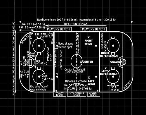 WallBUddy Ice Hockey Gift Ice Hockey Rink Poster Ice Hockey Poster Gift for Ice Hockey Player Ice Hockey Decor Ice Hockey Print Art WB1H (50cm x 70cm, Black Grid) von WallBUddy