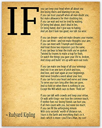 If Poem Kunstdruck IF Gedicht von Rudyard Kipling, Kunstdruck, If Poster, wenn Gedicht, Wandbild "If you can If" von Kipling Gedicht (8,3 x 11,7 (A4), Vintage) von WallBUddy