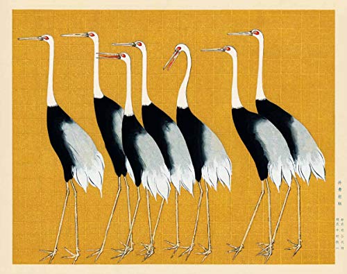 Japanese Woodblock Art Flock of Japanese Red Crown Cranes by Ogata Korin Japanese Art Prints Japanese Wall Art Japanese Decor Japan Poster (13cm x 18cm) von WallBUddy