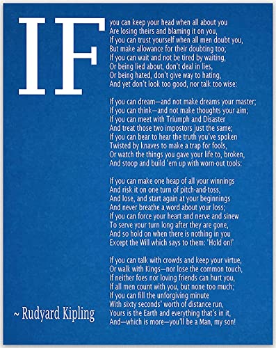 Kunstdruck des Gedichts „If“ von Rudyard Kipling, Poster, Gedichtdruck, Wandkunst, Gedichtdruck von Kipling, (20,3 x 25,4 cm, Blaudruck) von WallBUddy