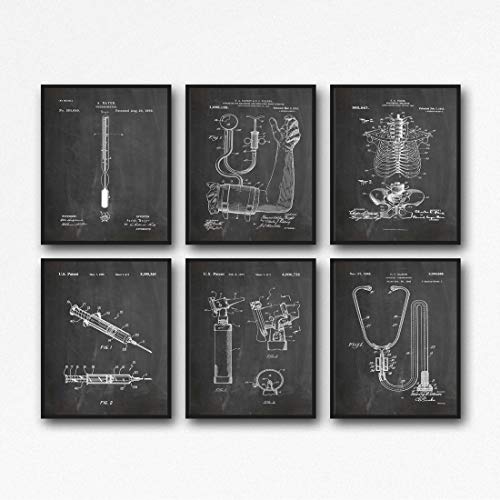 Medical Posters Doctors Surgery Decor Doctor Wall Art Medical Decor Set of 6 Medicine Posters Doctors Waiting Room Posters WB392-WB397 (21cm x 30cm, Chalkboard Black) von WallBUddy