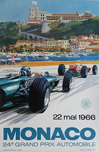 Monaco F Poster 1966 F Grand Prix Wall Art Grand Prix Poster Autorennsport Druck Motorsport Poster (11,7 x 16,5 cm (A3)) von WallBUddy