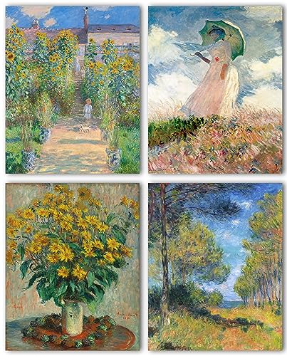 Monet Paintings Monet Kunstdrucke, ungerahmt, 20,3 x 25,4 cm, 4 Stück von WallBUddy