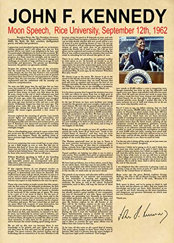 Moon Speech Elegante Posterröhre John F. Kennedy : Fotogeschenke für Sie We Choose to go to the Moon Ihn Geschenke Frauen Männer Amerika Wandkunst Büroeinrichtung (50cm x 70cm, Parchment) von WallBUddy