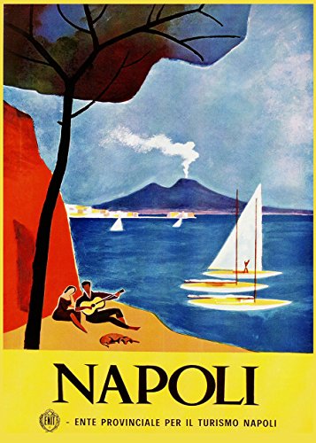 Neapel Italien Napoli Drucke Italien Poster Italienische Kunst italienische Wand-Kunst italienisches Dekor Boote Drucke Reisen Vintage Kunstdruck (30cm x 40cm) von WallBUddy