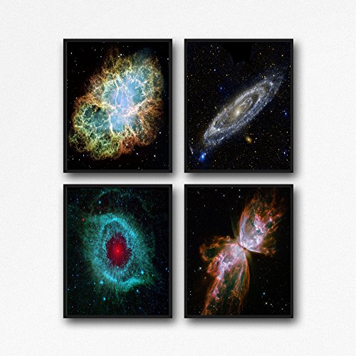 Nebel-Poster 4er Set Hubble-Teleskop-Nebel Weltraum Drucke Andromeda Hubble-Poster Galaxie-Poster Nebel Geschenk Nebel-Dekor Nebel Kunst (21x30cm (A4)) von WallBUddy