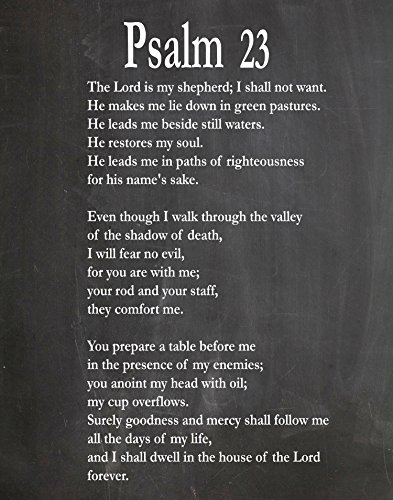 Psalm 23 Psalm 23 Print Psalm 23 Poster Bible Poster bible Print Bible Decor Bible Quote Psalm Quote Book of Psalms Bible Wall Art Christian (13cm x 18cm, Chalkboard Black) von WallBUddy