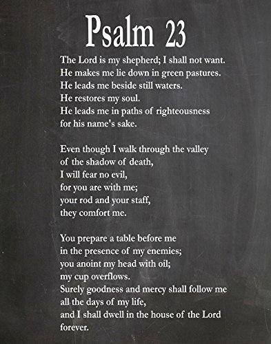 Psalm 23 Psalm 23 Print Psalm 23 Poster Bible Poster bible Print Bible Decor Bible Quote Psalm Quote Book of Psalms Bible Wall Art Christian (21cm x 30cm, Chalkboard Black) von WallBUddy