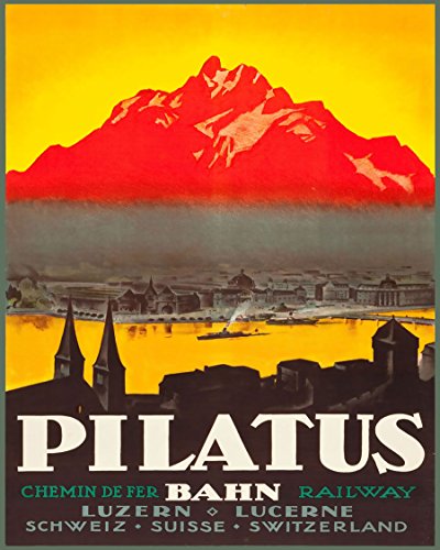 Reise-Poster Pilatus Schweiz Poster Vintage Wandkunst Berg-Poster europäisches Poster Europa Poster Bahn Poster Reise-Drucke Schweiz (50cm x 70cm) von WallBUddy