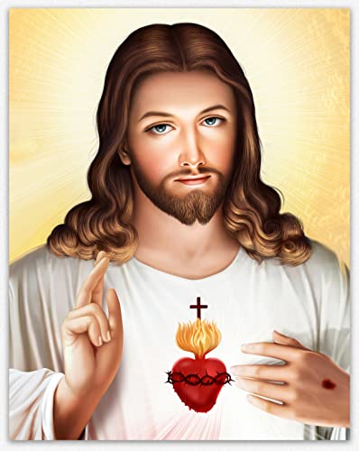 Sacred Heart of Jesus Religious wanddeko wohnzimmer & Modern Bilder of Jesus Christ Print, Living Room Decor Sacred Heart Jesus Wall Art, Jesus Poster for Walls, Sagrado Wanddeko (20cm x 25cm) von WallBUddy