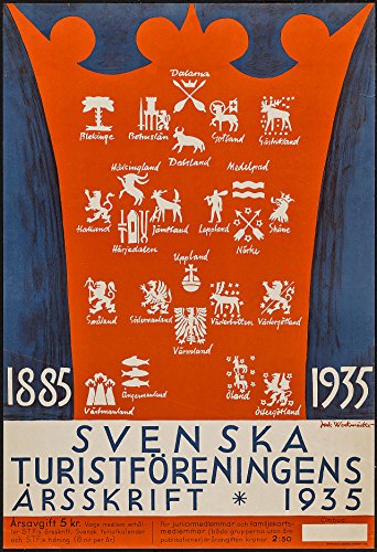 Schweden Reise-Poster 1935 skandinavische Wand-Kunst skandinavische Kunst skandinavisches Dekor orange Wand-Kunst Svenska Wand-Kunst schwedische Wand-Kunst Hygge (30 x 42cm (A3)) von WallBUddy