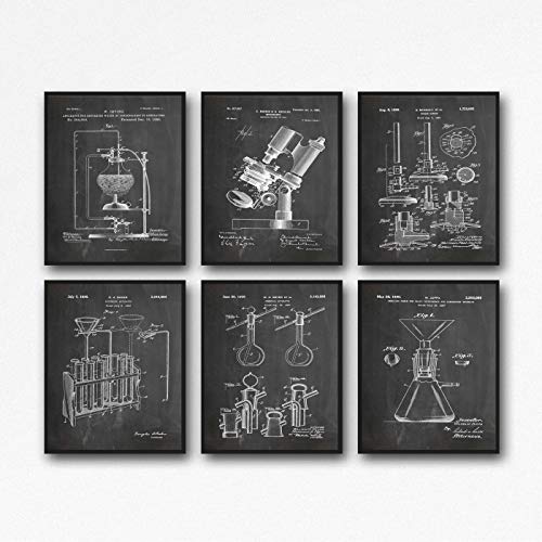 WallBUddy Science Posters Science Decor Laboratory Inventions Scientist Posters Scientist Prints Science Prints Scientific Inventions WB380-WB385 (20cm x 25cm, Chalkboard Black) von WallBUddy