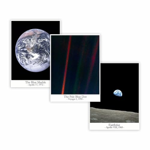 WallBUddy Space Prints Earthrise, Pale Blue Dot and The Blue Marble (30cm x 40cm Print) von WallBUddy