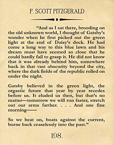 The Great Gatsby Last Page Quote Print Gatsby Wall Art Gatsby Poster Gatsby Quotation Great Gatsby Decor F Scott Fitzgerald Quote Gatsby Art (20cm x 25cm, Parchment) von WallBUddy