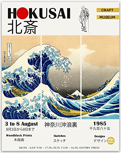 The Great Wave Poster – Kanagawa Wave Wall Art of Hokusai Japanisches Poster Leinwanddrucke & Wandkunst Welle japanisches Poster für Heimdekoration Bürodekoration Meereslandschaft Kunst (13cm x 18cm) von WallBUddy