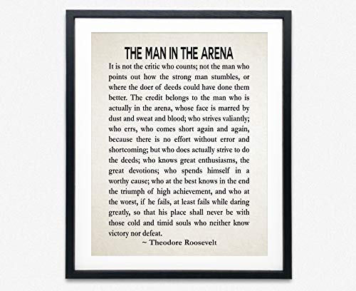 WallBUddy The Man In The Arena by Theodore Roosevelt Literary Quote Roosevelt Speech Courage Poster Teddy Roosevelt President Speech Graduation Gift (Ivory) von WallBUddy