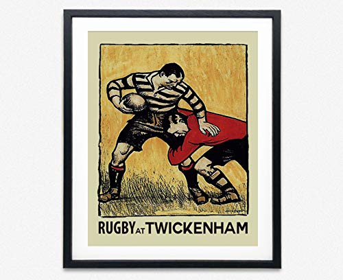 Vintage Rugby Framed Wall Art Rugby Decor England Rugby Print Twickenham Rugby (13cm x 18cm) von WallBUddy