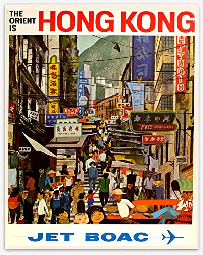 Vintage Travel Poster Art – The Orient is Hong Kong by JET BOAC 1960er Hong Kong Travel Posters Old Town Hongkong Marketplace Vintage Art History Retro Memorabilia (59.4cm x 84cm (A1)) von WallBUddy