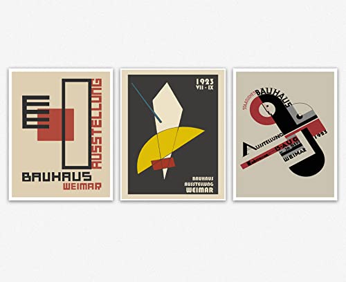 WallBUddy Abstract Bauhaus Posters 3 Rare German Prints German Art School (20cm x 25cm) von WallBUddy