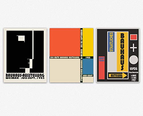 WallBUddy Abstract Bauhaus Posters 3 Rare German art School Prints (30cm x 40cm) von WallBUddy