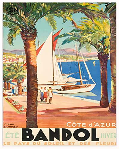 WallBUddy Bandol Frankreich Reiseplakate - Aesthetic Stuff Beste Freundinnen Geschenkideen zum Kã¼Chen Deko, Deko Badezimmer, Deko Schlafzimmer, Wohnzimmer Deko Vintage Deko Poster (12 x 16) von WallBUddy