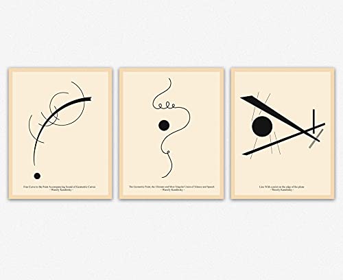 WallBUddy Bauhaus Line Art by Wassily Kandinsky Line Art Prints Set of 3 (21cm x 30cm) von WallBUddy