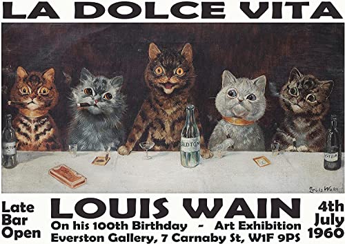 WallBUddy Cat Exhibition Poster Art Gallery Print Louis Wain Cats (30cm x 40cm) von WallBUddy