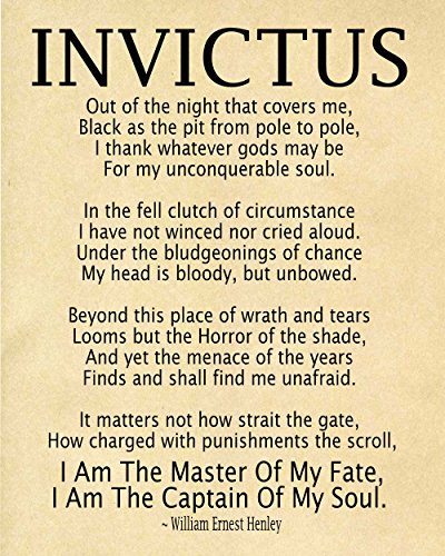 WallBUddy Invictus Poem Invictus Print Art Print by William Ernest Henley Captain of My Soul Master of My Fate Invictus Poster (13cm x 18cm, Parchment) von WallBUddy