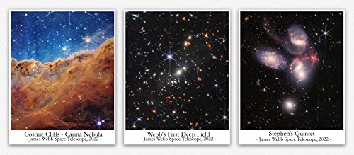 WallBUddy James Webb Weltall Telescopio Posters - Cosmic Cliffs Carina Nebula First Deep Field Stephen'S Quintet Oficina Decoracion Hogar Telescopios Astronomicos Displate Wandposter (46cm x 61cm) von WallBUddy