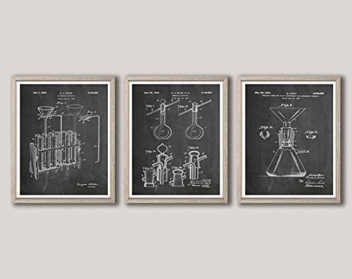 WallBUddy Science Posters Set of 3 Science Prints Apparatus Poster Scientific Inventions Chemistry Poster Chemistry Decor Physics Poster WB383-WB385 (33cm x 48cm, Chalkboard Black) von WallBUddy