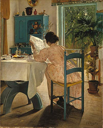 WallBUddy Woman at Breakfast Painting by L.A. Ring (40cm x 50cm) von WallBUddy
