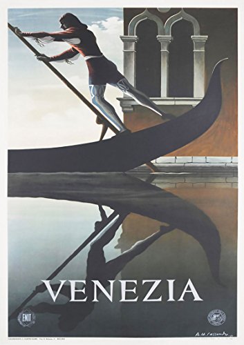 WallBuddy Venezianisches Poster, Venezianisches Poster, Gondola-Poster, 1930er Jahre, Reise-Drucke, italienisches Poster, italienische Drucke, italienisches Dekor, 30cm x 40cm von WallBUddy