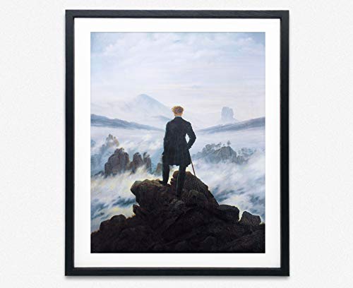 WallBuddy WBF013 Wandbild Casper David Friedrich Wanderer auf dem Nebelmeer, gerahmt, 5 x 7 von WallBUddy