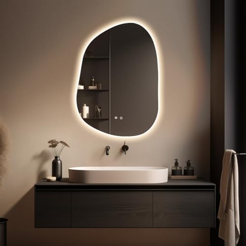 WallBeyond LED-Badezimmerspiegel mit Lichtern, 55,9 x 76,2 cm, LED-Wandspiegel, Anti-Beschlag-Spiegel, 3 Farben und dimmbares Licht, horizontal/vertikal WallBeyond LED-Badezimmerspiegel mit Lichtern, 55,9 x 76,2 cm, LED-Wandspiegel, Anti-Beschlag-Spiegel, 3 Farben und dimmbares Licht, horizontal/vertikal von WallBeyond