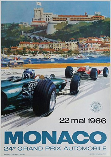 Monaco F Poster 1966 F Grand Prix Wall Art Grand Prix Poster, Autorennsport, 61 x 91 cm von WallBUddy