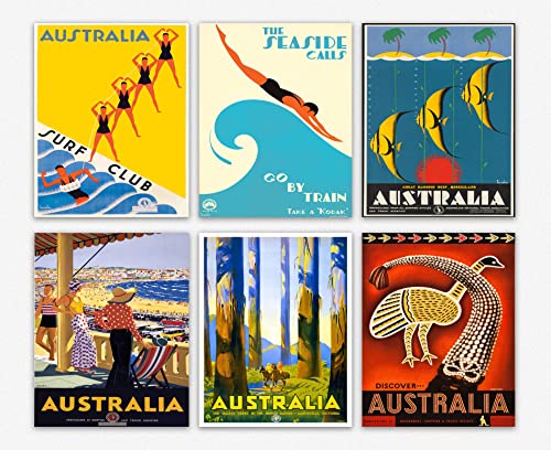 Set of Travel Posters 6 Australian Vintage Travel Posters Travel Prints Travel Wall Art Set of Prints Australian Travel Poster Travel Art (20cm x 25cm) von WallBUddy