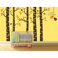 Baby Kinderzimmer Wandtattoo - Birke Bäume Baum Aufkleber Groß Ca 35cm X 40cm K018 von WallConsilia