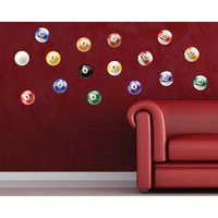 15, 2 cm Große Pool-Ball-Wandaufkleber, 16 Stück, Billard-Pool-Ball-Wandaufkleber Zum Abziehen Und Aufkleben, 0597, Nur Für Glatte Wände von WallDecalStudioscom