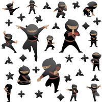 Ninja Wandaufkleber, Menge 15 Sticker, 20 Sterne, 0596, Nur Für Glatte Wände von WallDecalStudioscom