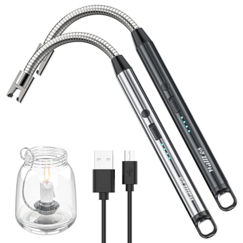 2er Set Elektrisch Feuerzeug, Winddichte Kerzenfeuerzeug, USB Aufladbar Elektrisches Lighter Lichtbogen Lang Stabfeuerzeug von WallEgo