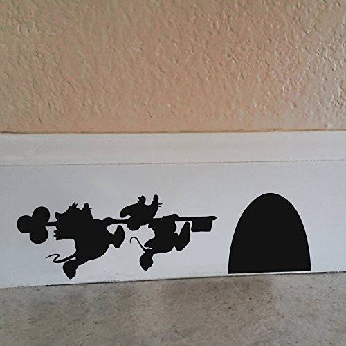 Cartoon-Aufkleber – Mickey und Minnie's Maus Haus, Vinyl-Wandaufkleber, 24,1 x 6,3 cm, schwarz von WallExpression