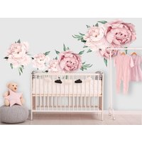 Pfingstrosen Wandaufkleber Fürs Kinderzimmer. Pfingstrose Blumen Kunst Geschenk. Florale Kinderzimmer Vinyl Sticker Peel & Stick. Wandbild Baby Zt800 von WallFashionDecals