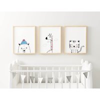 Kinderzimmer Drucke, Wanddrucke, Tiere Wandkunst, Niedliche Tier Kunst Np#24 von WallFunk