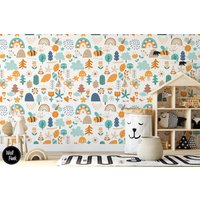 Regenbogen Kinderzimmer Tapete, Boho Kinderzimmer, Abnehmbare Kinder Tapete Dekor N # 623 von WallFunk