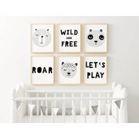 Safari Kinderzimmer Drucke, Wand Drucke, Kinder Tier Wandkunst, Süße Tiere Kunst Np#17 von WallFunk