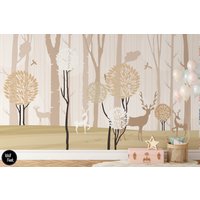 Wald Kinderzimmer Tapete, Abnehmbare Wand Wandbild Kinderzimmer, Benutzerdefinierte Hirsch Kindergarten Dekor, N # 438 Wald Kinderzimmer Tapete, Abnehmbare Wand Wandbild Kinderzimmer, Benutzerdefinierte Hirsch Kindergarten Dekor, N # 438 von WallFunk