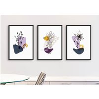 Florale Kunstdrucke, Florale Abstrakte Wandkunstdrucke, Moderne Kunstdruck, Retro-Druck, Wandkunst, Fp#66 von WallFunkPrints